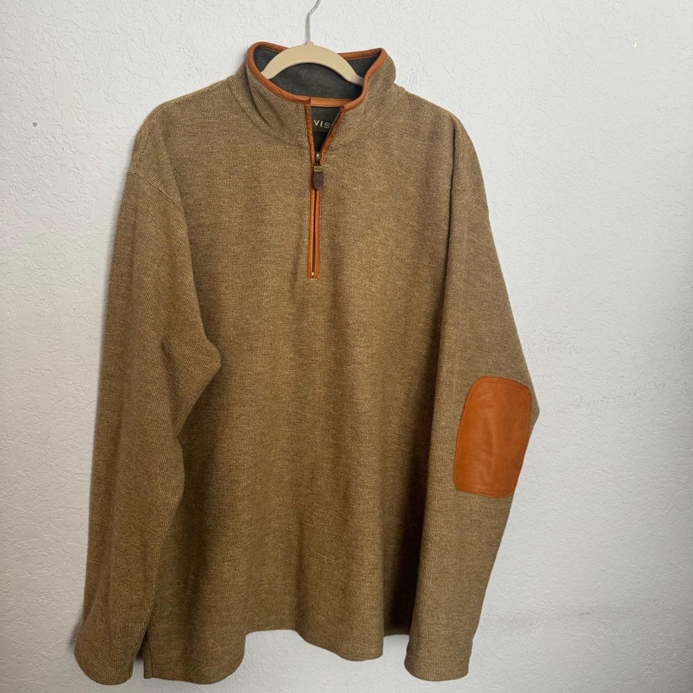 Orvis Men’s Tweed Cotton Blend 1/4 Zip Grandpa Core Academia Pullover Sweater XL